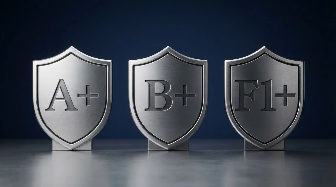 Drie vergunningsbadges A+, B+ en F1+ naast elkaar