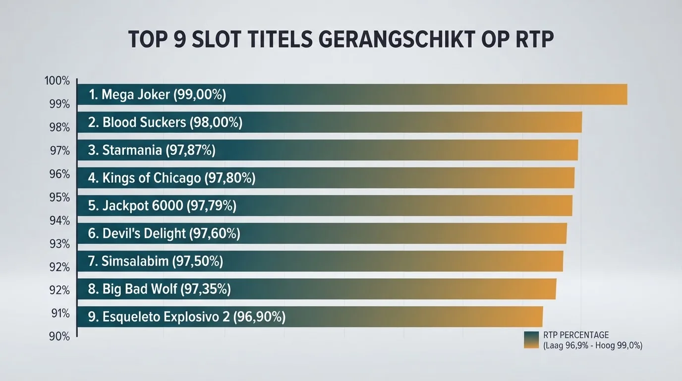 Een reeks Betsoft-slot-titels met hun uitbetalingspercentages in een overzicht