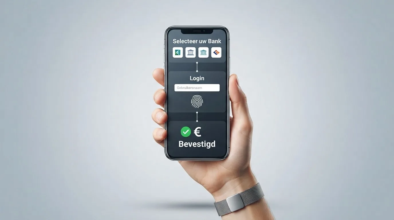 Stap-voor-stap scherm van een Brite-storting: bank kiezen, inloggen in de bank-app en de betaling bevestigen