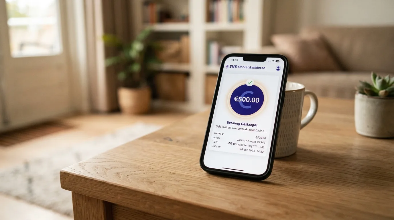 Een iDEAL-betaalscherm binnen de beveiligde omgeving van een bank-app