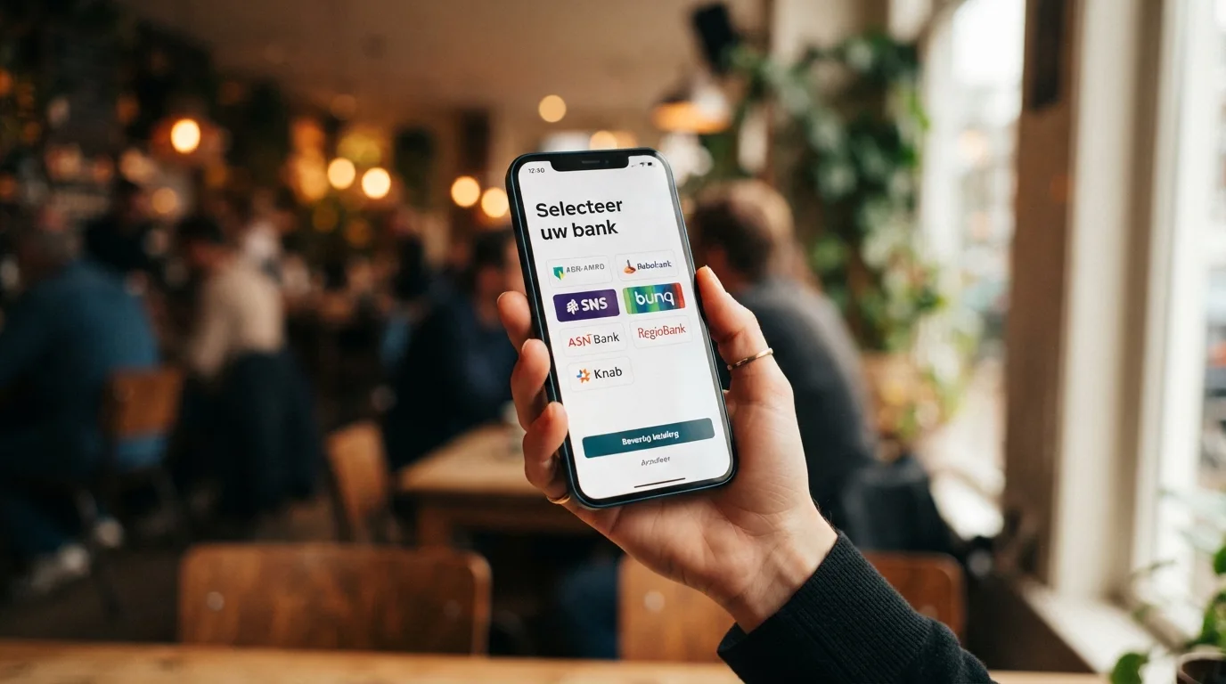 Een iDEAL-betaalpagina met bankkeuze op een smartphone