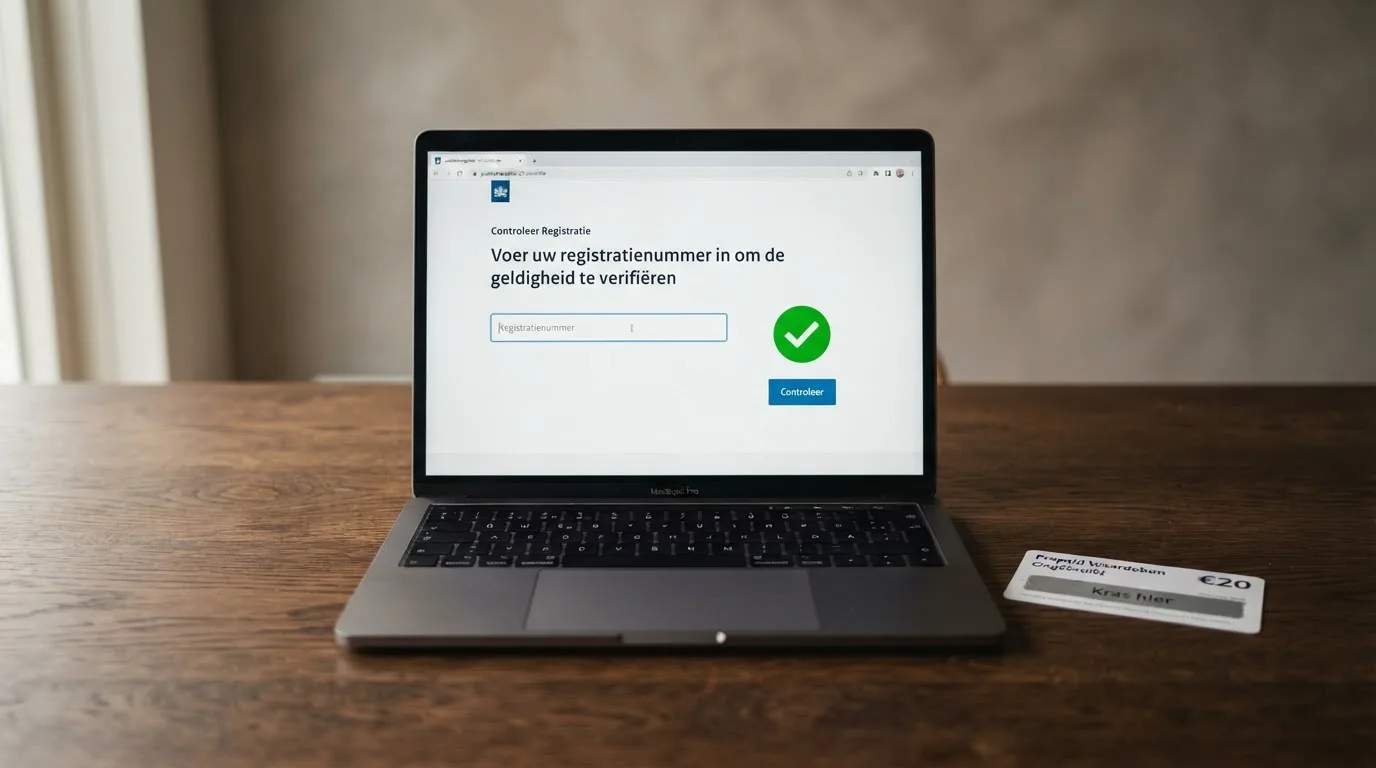 Een vergunningsdocument met stempel naast een scherm met het Cruks-register