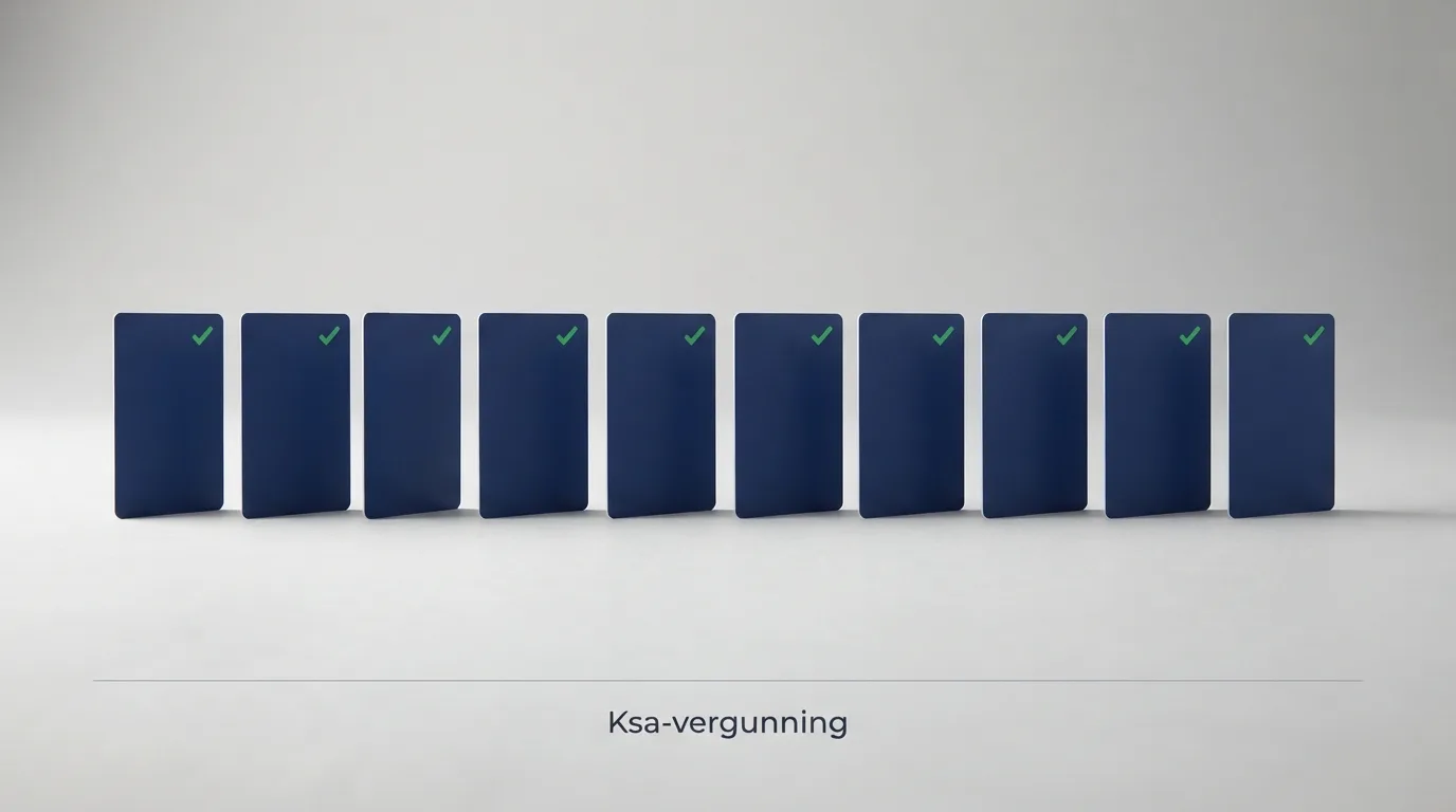 Rij Nederlandse online casino-logo's met een groen vinkje voor de Ksa-vergunning