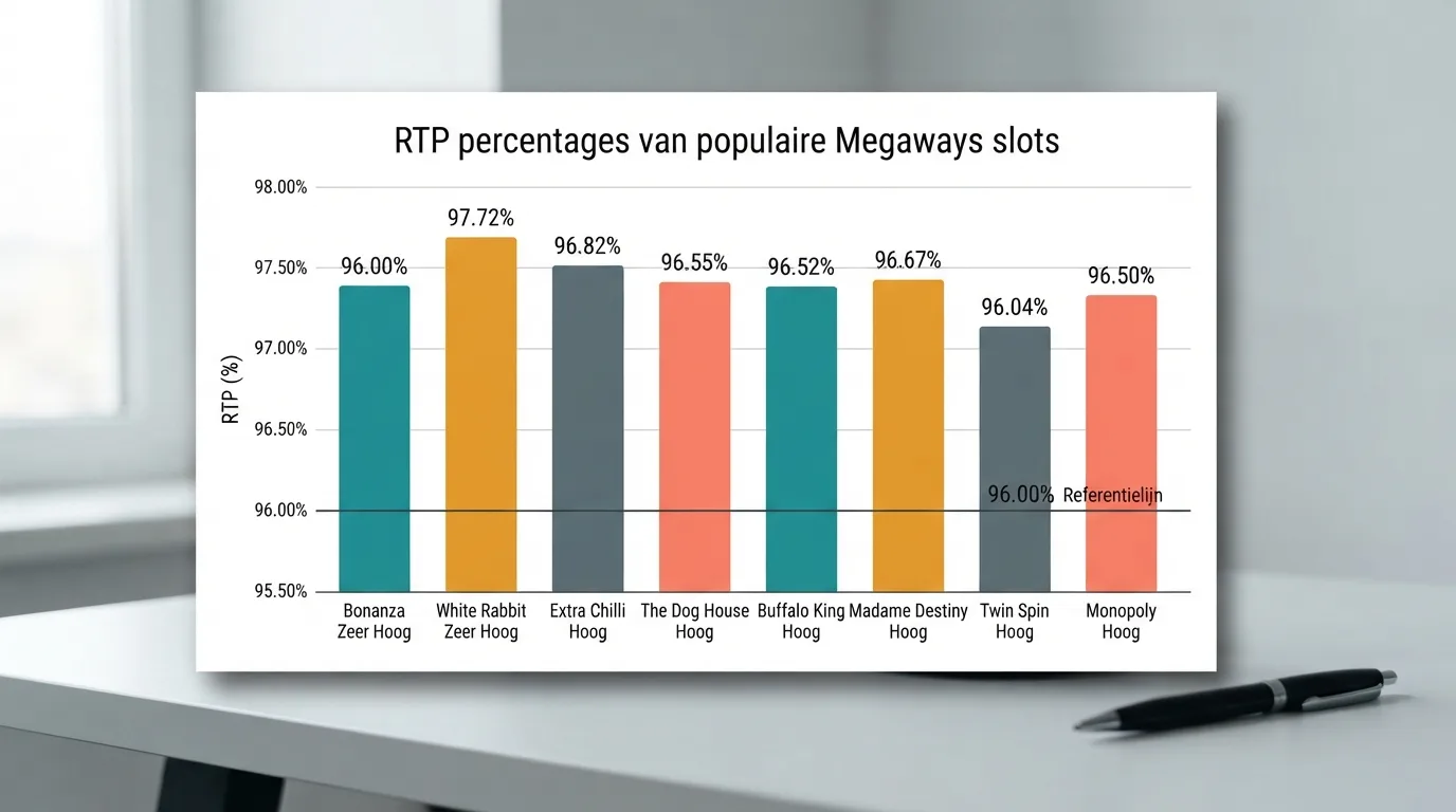 Een overzichtstabel met per titel het uitbetalingspercentage, de volatiliteit en de maximale winst