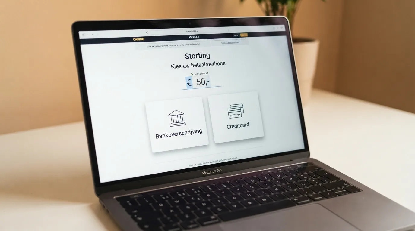Een stortingsscherm van een online casino toont iDEAL en een kaartbetaling als opties, met het Revolut-logo ernaast.