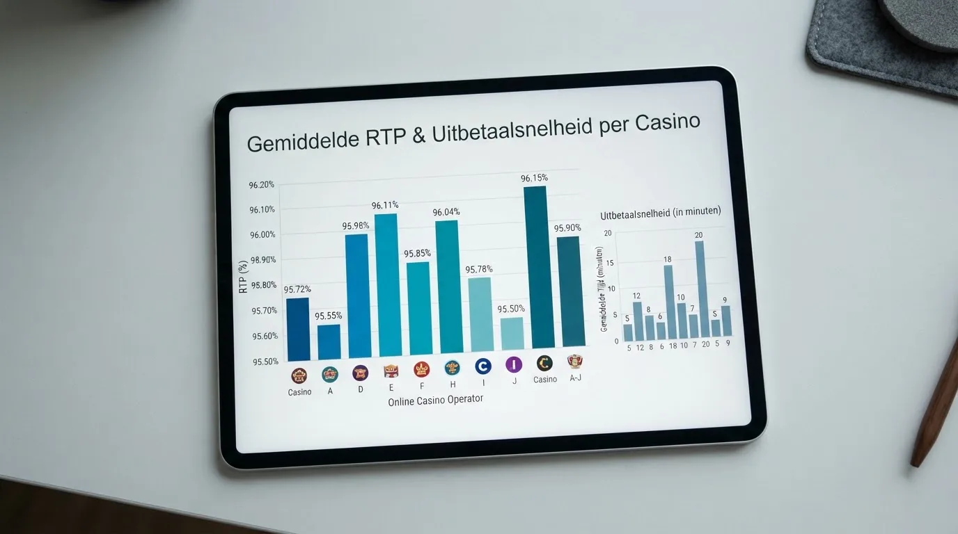 Vergelijkingstabel met RTP-percentages en uitbetalingstijden van tien Nederlandse casino's