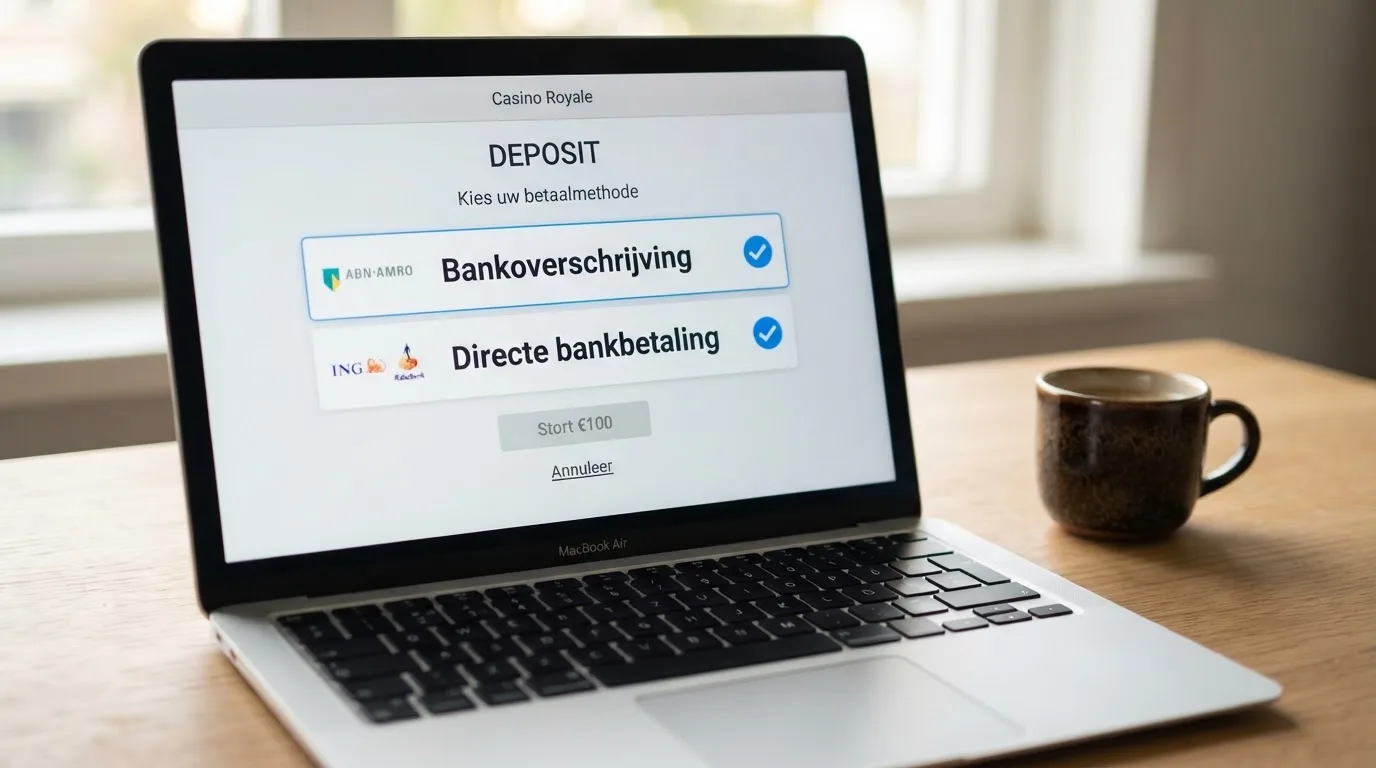 Het stortingsscherm van een online casino met iDEAL en Trustly als aangevinkte betaalopties
