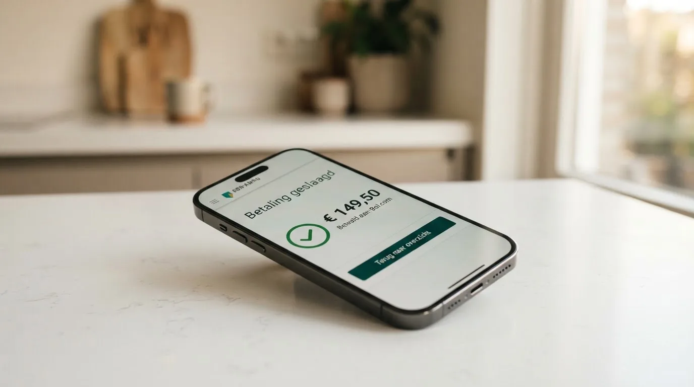 Een betaalscherm in een mobiele bankapp waarop een Tikkie-storting wordt bevestigd.